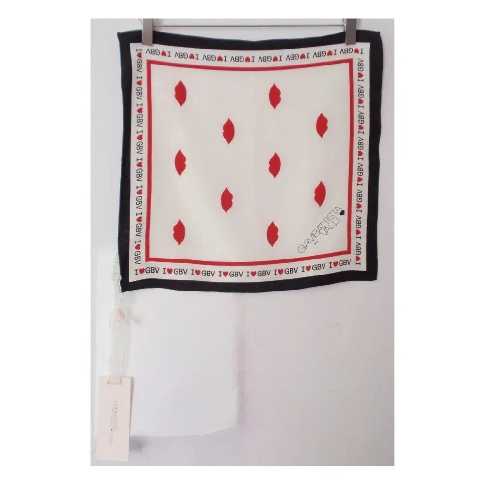 GIAMBATTISTA VALLI X H&M RED LIP PRINT 100% SILK NECKERCHIEF NWT - Picture 3 of 9